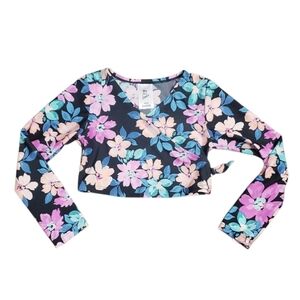 NWT Art Class Girl's Long Sleeve Floral Swim Rashguard XS 4/5